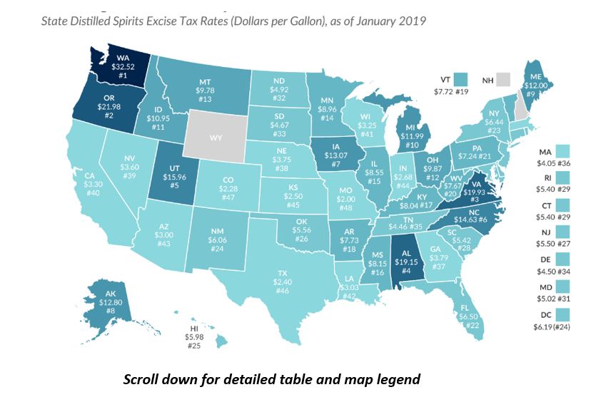 State Excise Taxes for Distilled Spirits